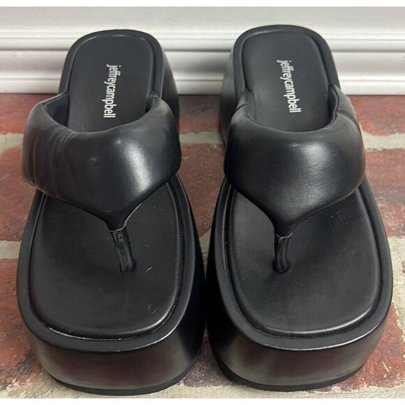 Jeffrey Campbell Black Crybaby Platform Thong Sandals Flip Flops 90s Size 7.5 - Picture 6 of 11